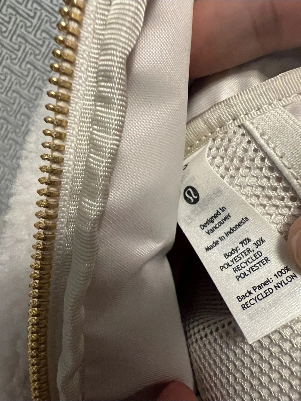 Lululemon Cream Sherpa Crossbody Bag/ belt bag with Gold Accent